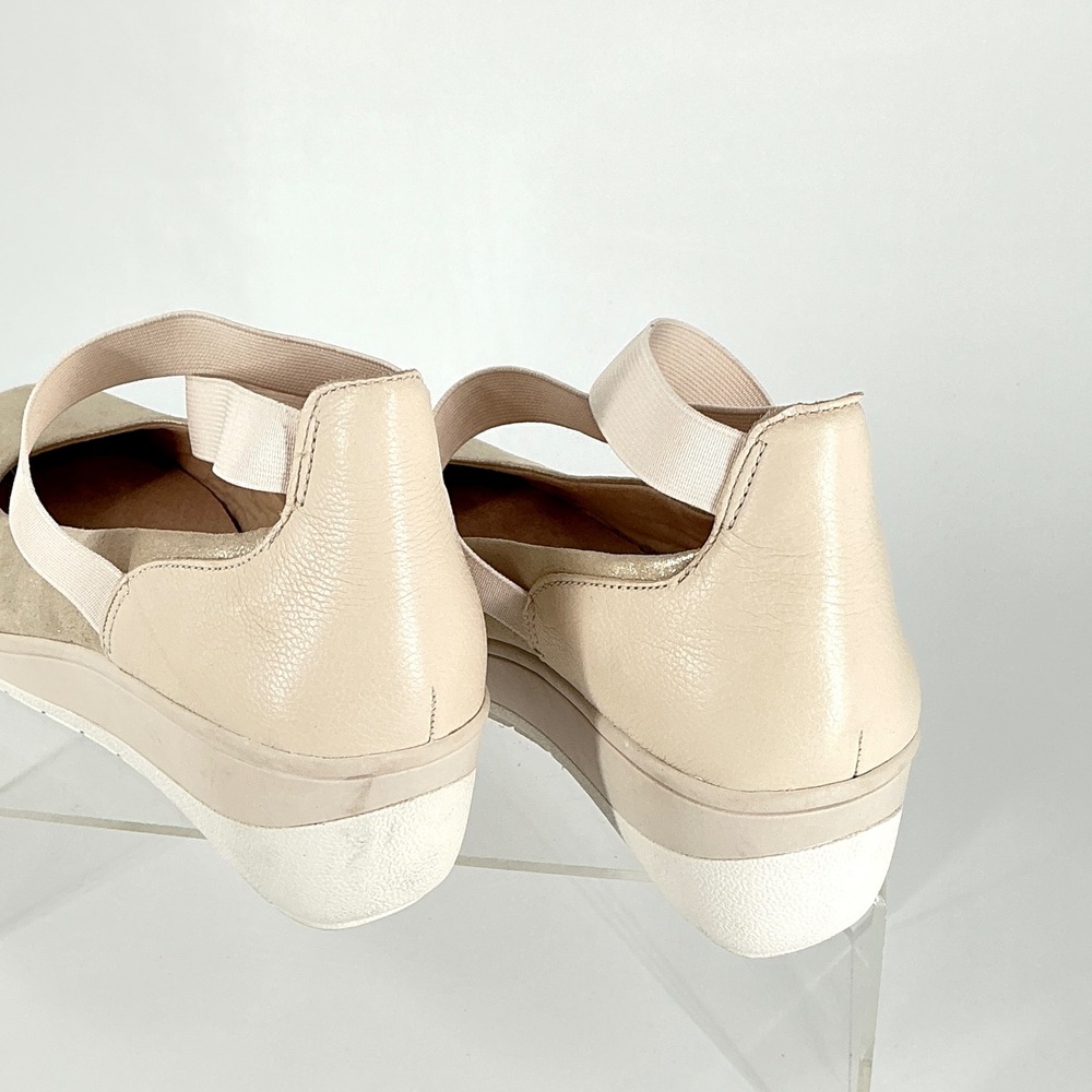 Vionic Size 9 Gold Leather Elastic Ankle Strap Wedge Sneakers NEW Ellery‎ $116 - Picture 8 of 12